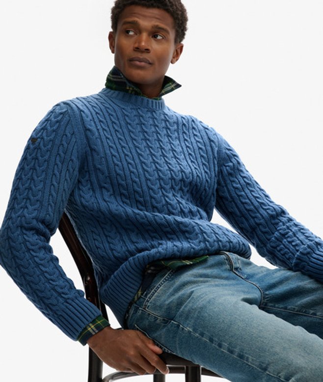 Jacob Kabelgebreide Trui Blue Grootte: Xxxl afbeelding