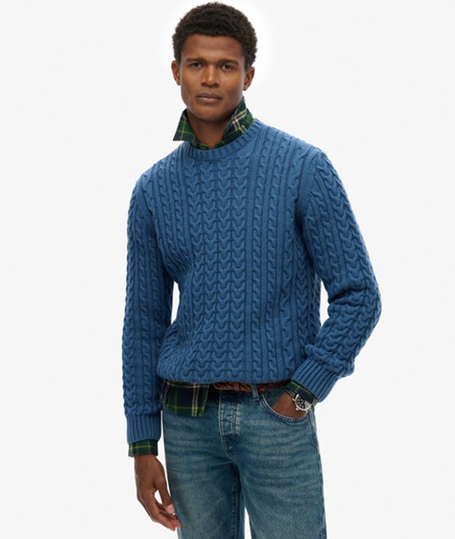 Jacob Kabelgebreide Trui Blue Grootte: XL afbeelding
