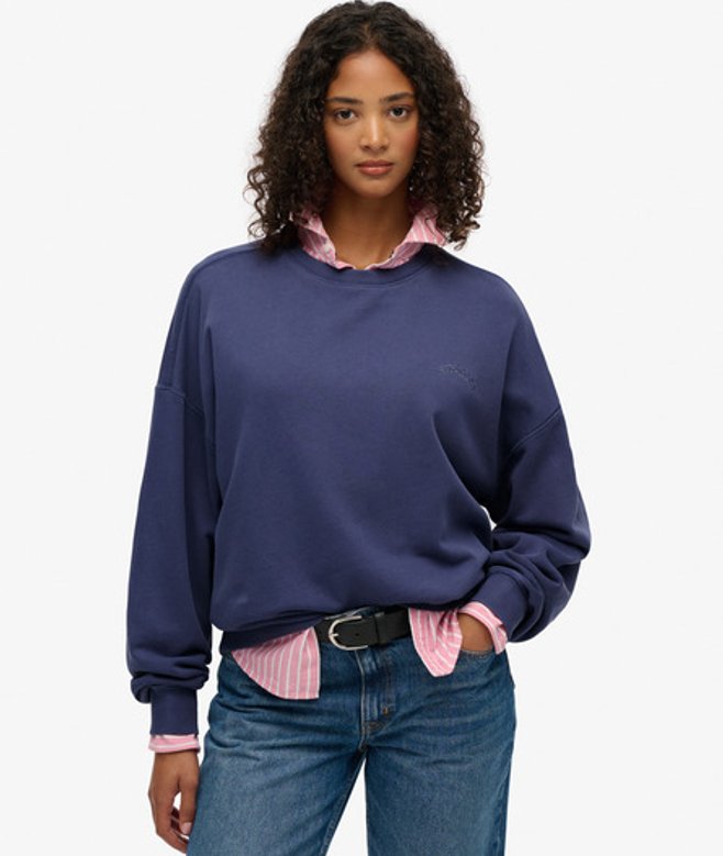 Essential Logo Garment-dye Sweatshirt met Ronde Hals