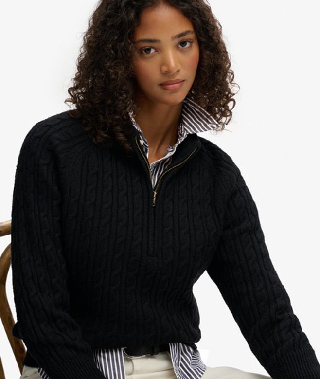 Geborstelde Kraagloze Kabeltrui