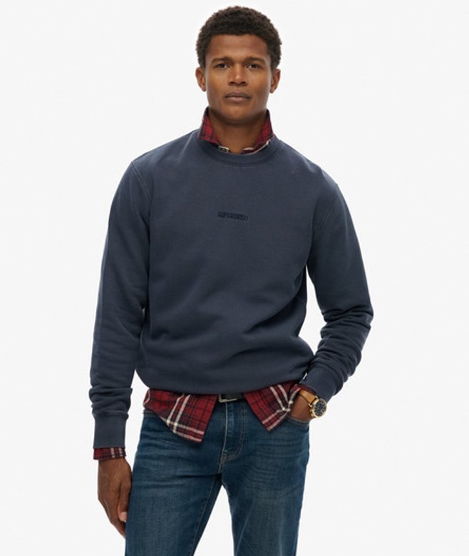 Superdry Sweatshirt met Ronde Hals en Micrologo Dark Blue