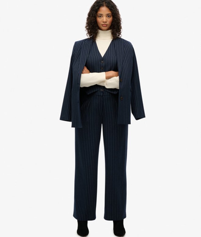 Mid Rise Krijtstreep Broek Blue Grootte: 42 afbeelding