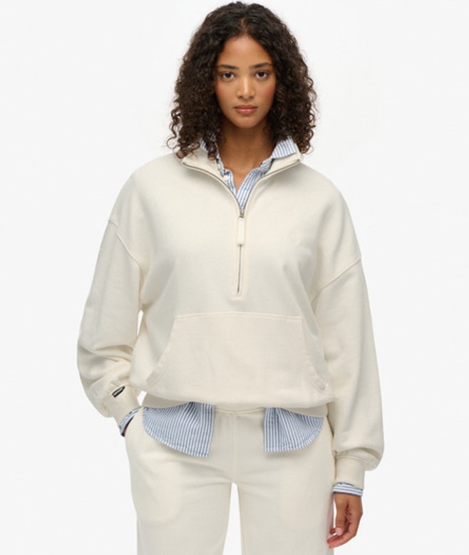 Superdry Studios Sweatshirt met Halve Rits White
