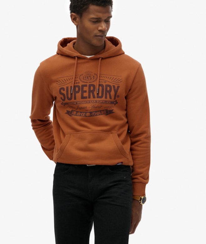 Superdry Heritage Brand Hoodie met Relaxte Pasvorm Brown