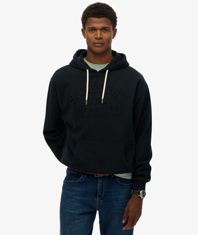 Superdry Herren Athletic Übergroßer Hoodie mit Prägung Black - Größe: Xxl 104060650191712A005