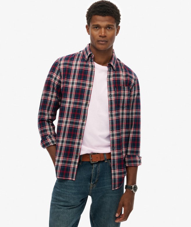 Superdry Men’s Vintage Check Shirt Navy / Grace Check Navy – Size: XL