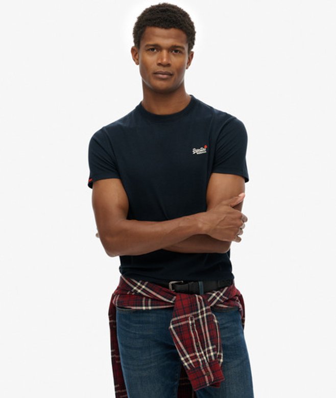 Essential Contrast Geborduurde T-shirt Blauw Grootte: M afbeelding