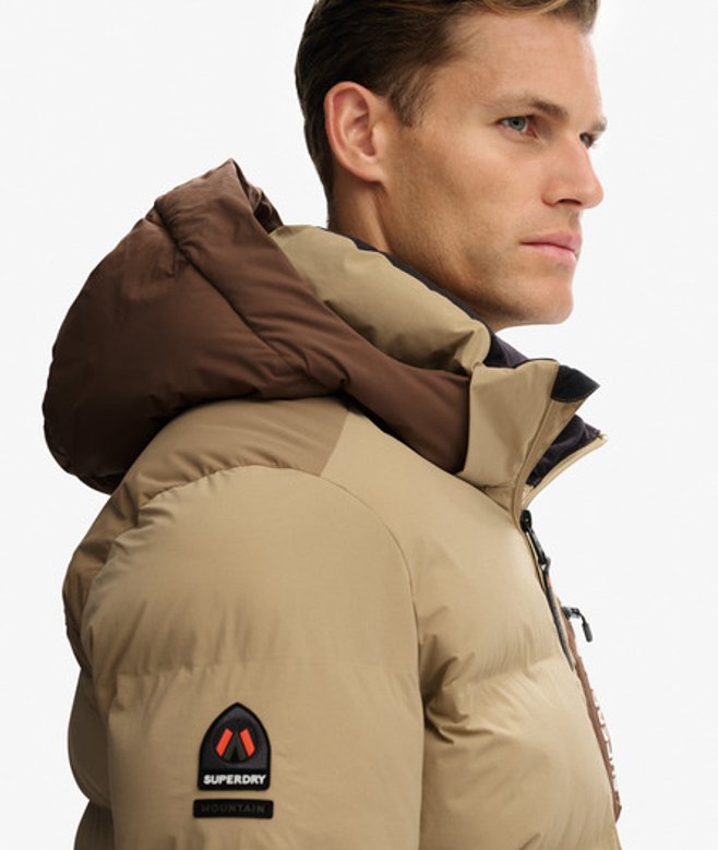 Superdry Men's Ski Sports Padded Block Jacket Beige / Buckwheat Beige