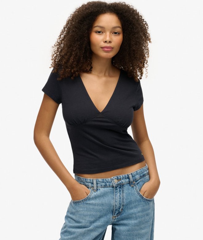 Korsettop met Kapmouwtjes Blauw Grootte: 36 afbeelding