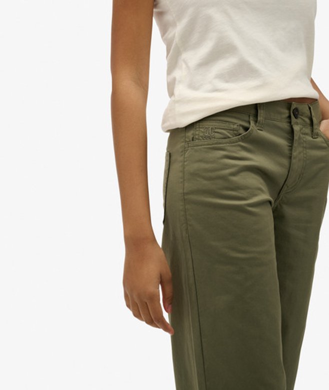 Superdry Damen Mid Rise Baggy Chino Green - Größe: 30/32
