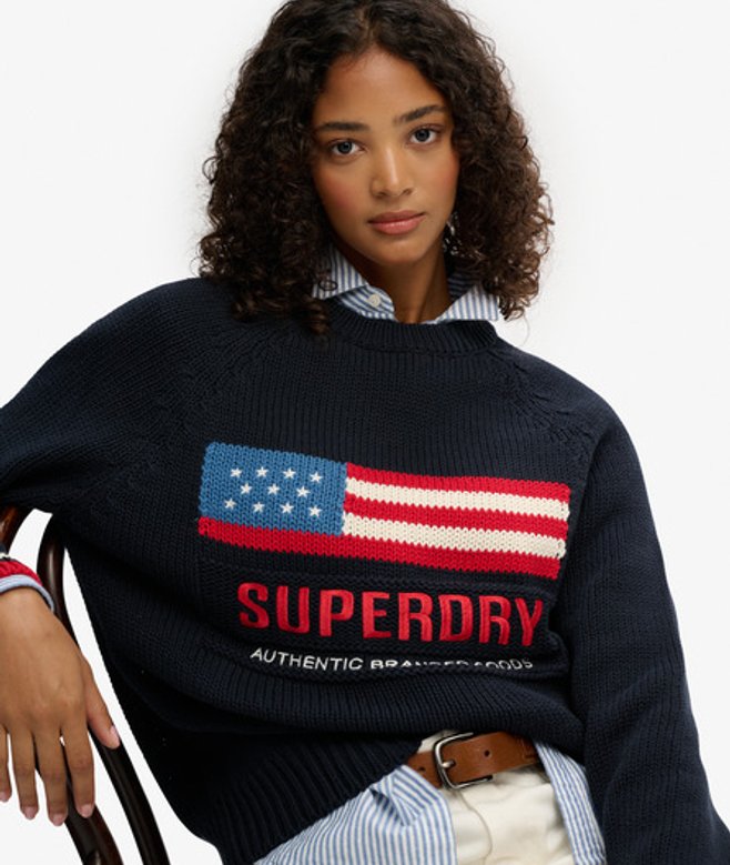 Americana Crew Gebreide Trui Blauw Grootte: 38 afbeelding