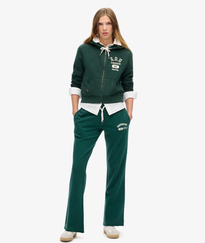 Athletic Essentials Joggingbroek met Lage Taille en Wijde Pijpen Groen Grootte: 38 afbeelding