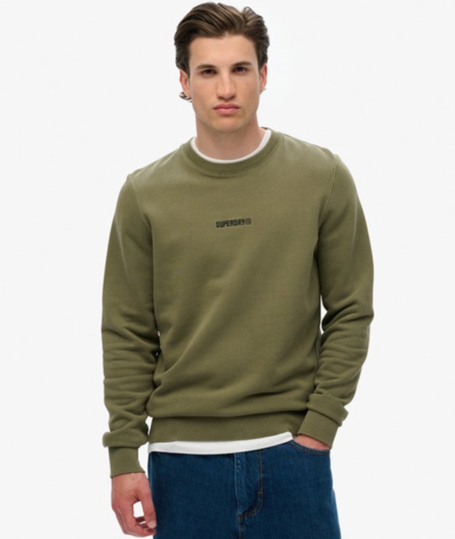 Sweatshirt met Ronde Hals en Micrologo Green Grootte: L afbeelding