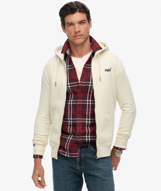 Essential Logo Zip Hoodie Half Brushed