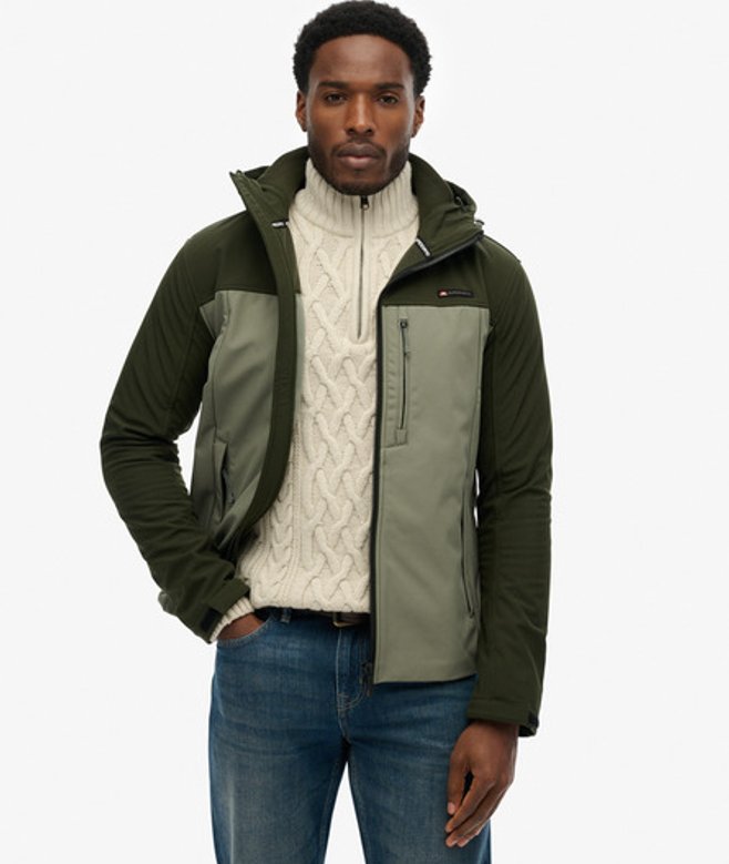 Softshell Colourblock Jas met Capuchon Green Grootte: M afbeelding