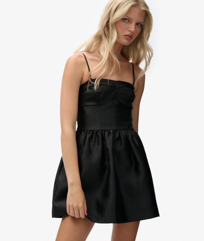 Corset Cami Mini Jurk Black Grootte: 42 afbeelding