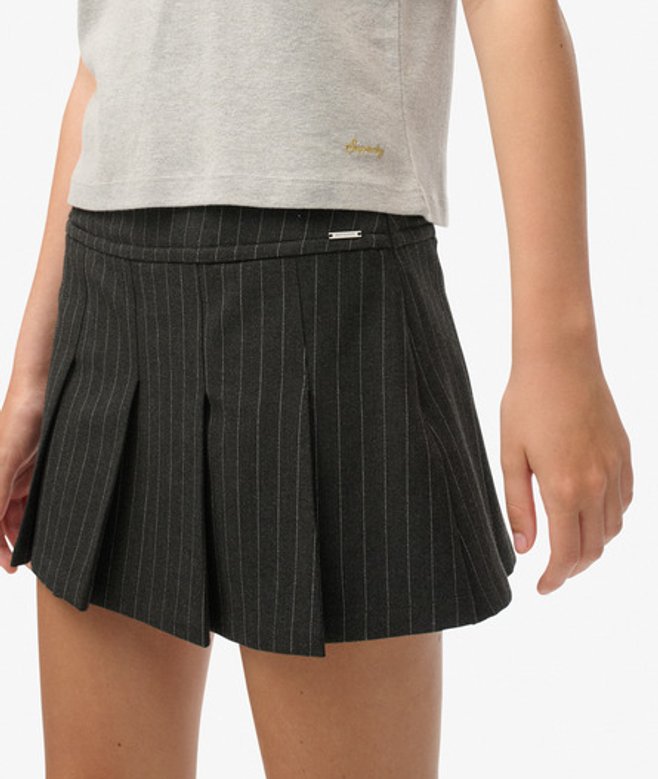 Krijtstreep Plooirok Mini Grey Grootte: 38 afbeelding