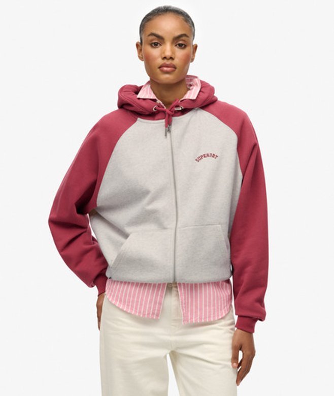 Superdry Essential Logo Raglan Zip Hoodie White