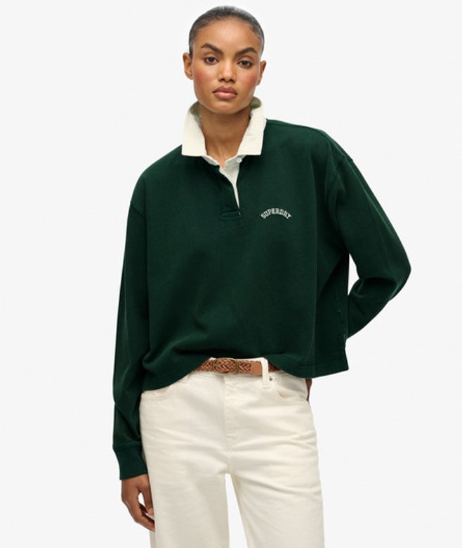 Athletic Essentials Grafisch Rugbyshirt Green Grootte: 42 afbeelding