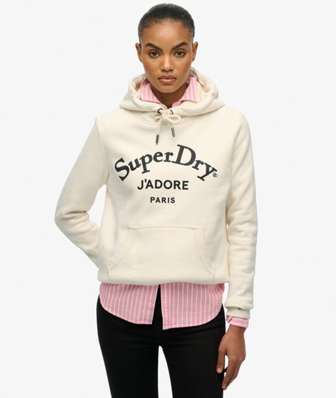Superdry Brand Mark Hoodie met Relaxte Pasvorm White