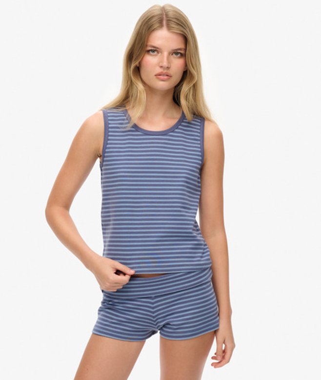 Gestreepte Athletic Essentials Tanktop van Jersey Blue Grootte: 38 afbeelding