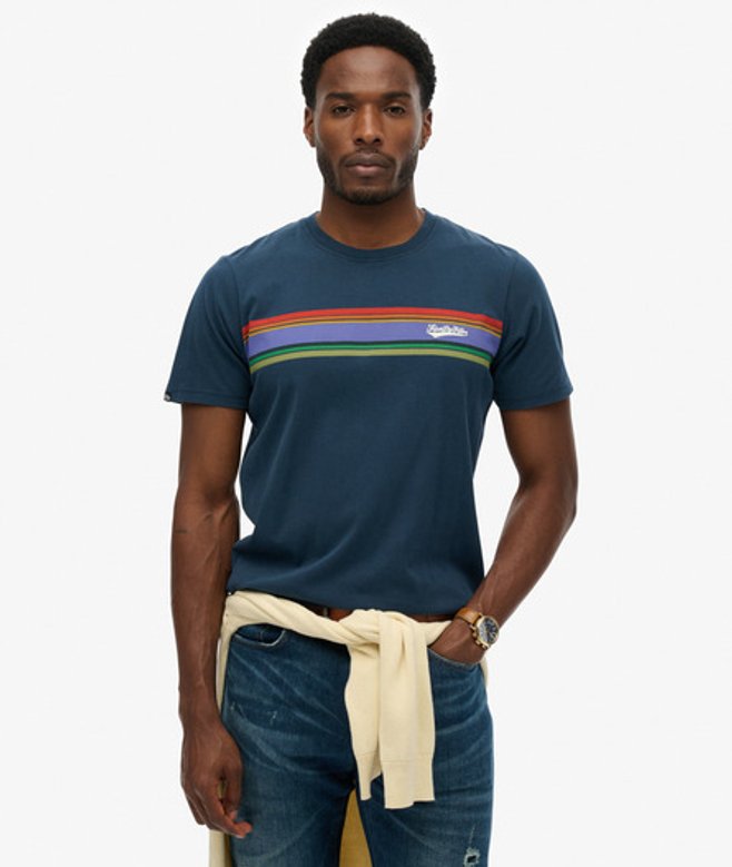 T-shirt met Relaxte Pasvorm en Gestreept Outdoorlogo Blauw Grootte: M afbeelding