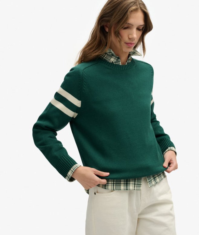 Relaxed Gestreepte Gebreide Trui Green Grootte: 42 afbeelding