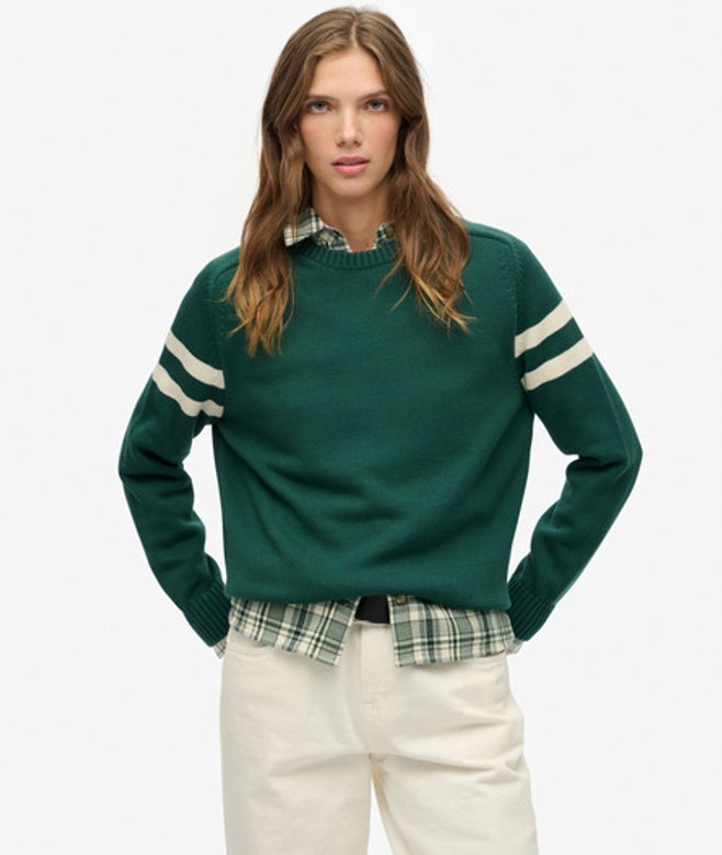 Relaxed Gestreepte Gebreide Trui Green Grootte: 36 afbeelding