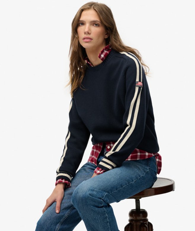 Relaxed Gestreepte Gebreide Trui Blauw Grootte: 38 afbeelding