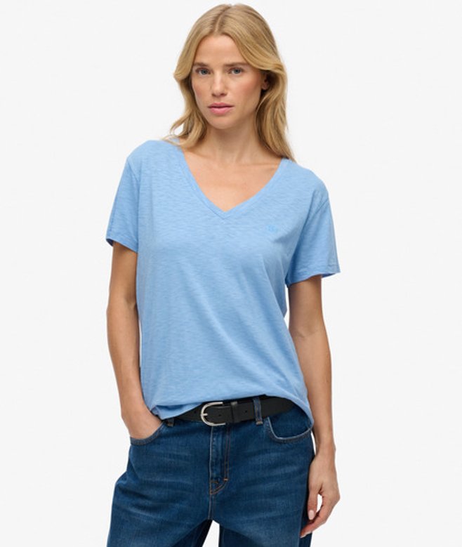 Studios Slub T-shirt met Borduursel Blue Grootte: 42 afbeelding