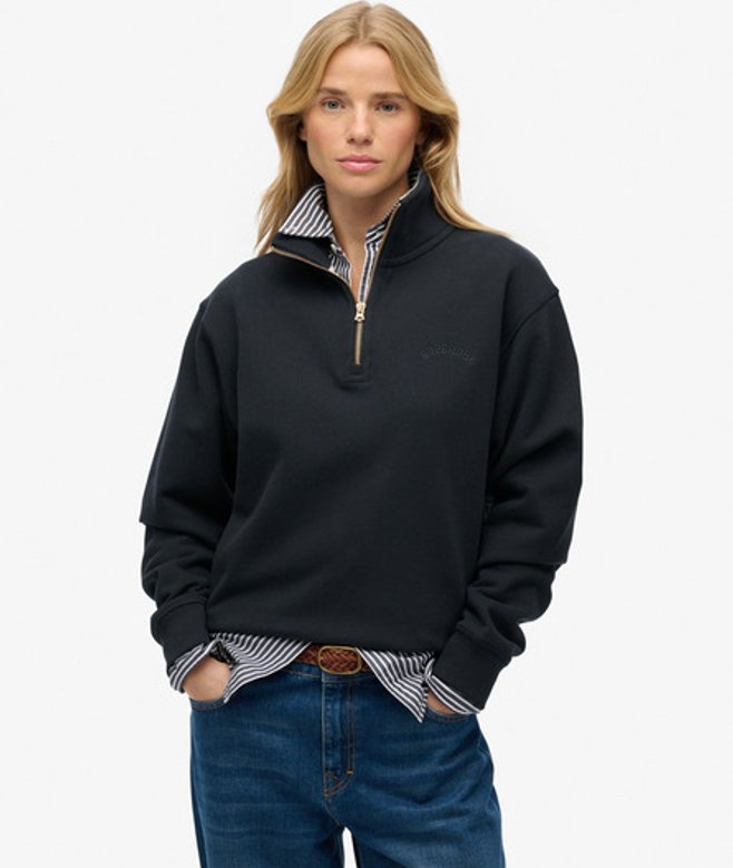 Essential Logo Geborduurde Halve Rits Trui