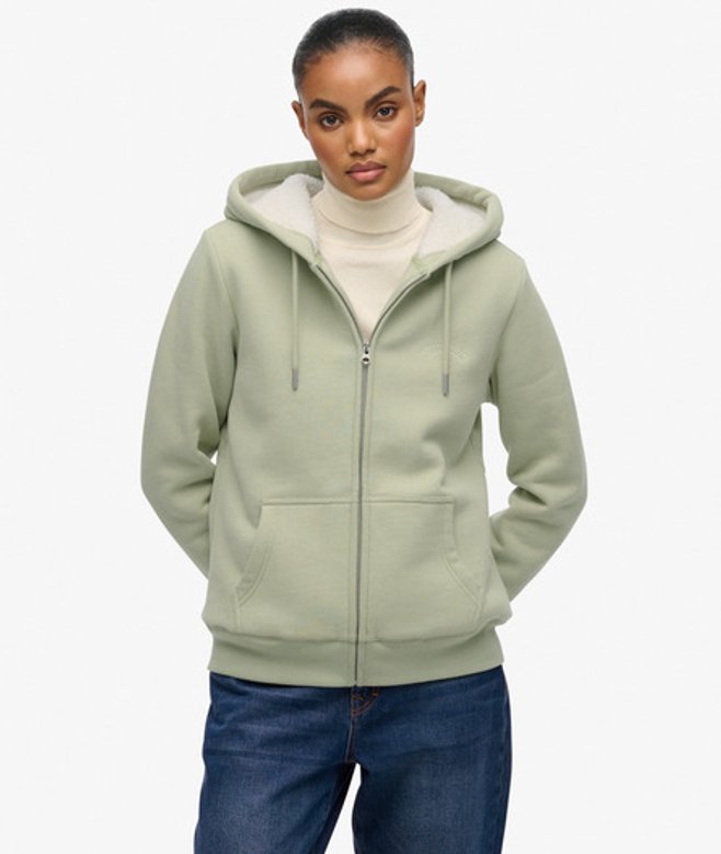 Superdry Damen Borg-gefütterter Hoodie mit Reißverschluss Green - Größe: 36 2102623000761N4X030