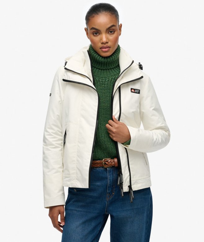 Superdry Women’s Hooded Mountain Windbreaker Jacket White / Off White – Size: 6