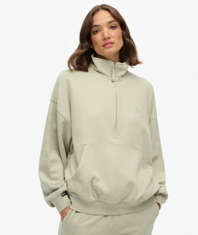 Superdry Women's Studios Half Zip Sweatshirt Green / Dusty Sage