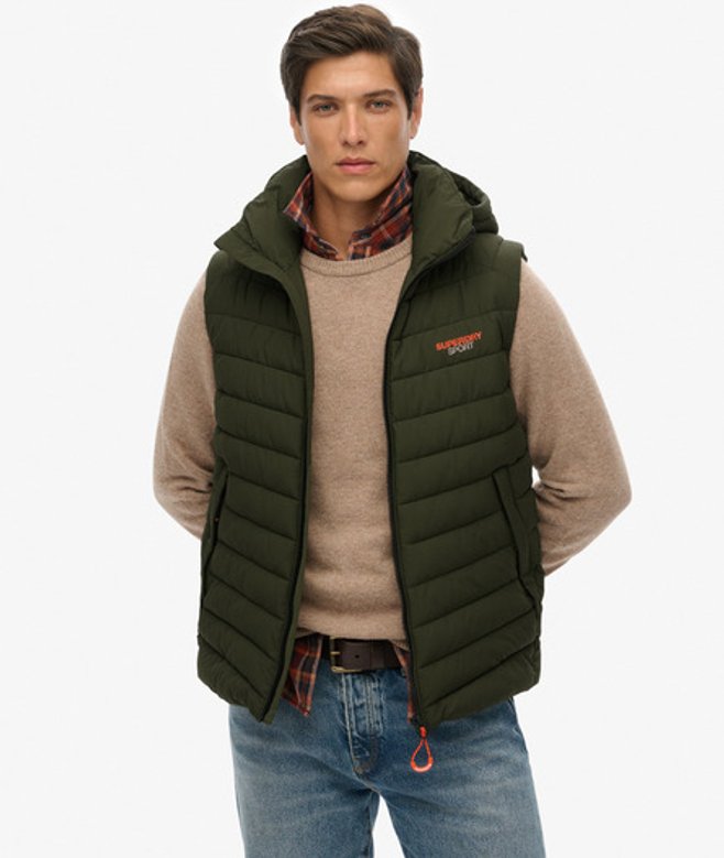 Fuji Gewatteerd Vest Met Capuchon Khaki Grootte: XL afbeelding