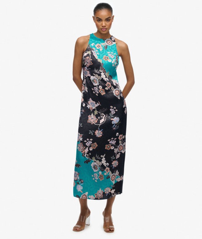 Maxi-jurk met Jacquardpatroon en Racerback Green Grootte: 40 afbeelding