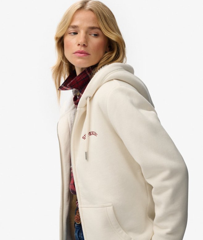 Hoodie met Borgvoering en Rits