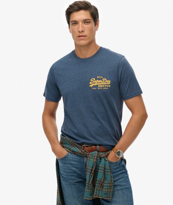 Klassiek T-shirt met Vintage Logo Blauw Grootte: L afbeelding