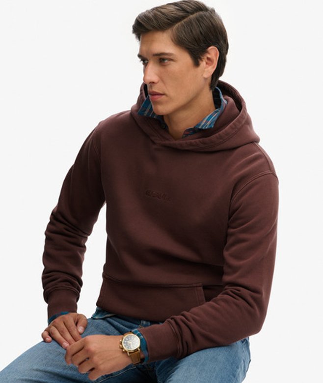 Superdry Men's Micro Logo Hoodie Brown / Deep Mahogany Brown
