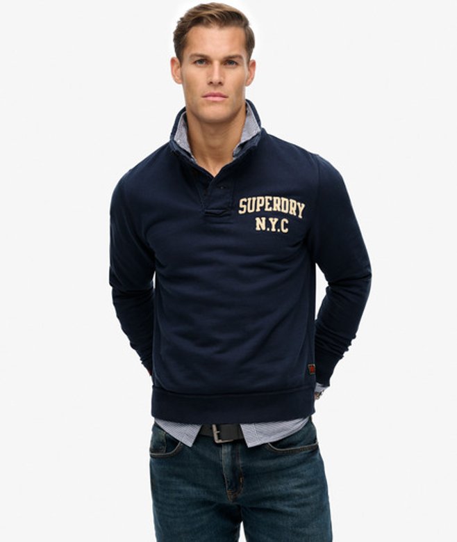 Superdry Herren Vintage Athletic Henley-sweatshirt Navy - Größe: M 1040607500839JUA002