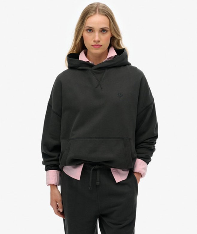 Superdry Women's Studios Relaxed Hoodie Dark Grey / Washed Black