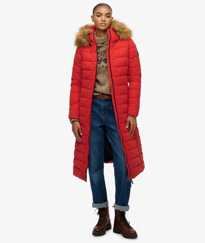 Superdry Arctic Longline Pufferjas Red
