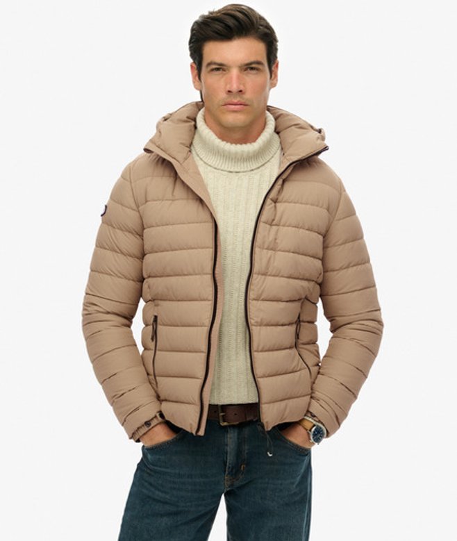 Fuji Gewatteerde Jas met Capuchon Beige Grootte: XL afbeelding