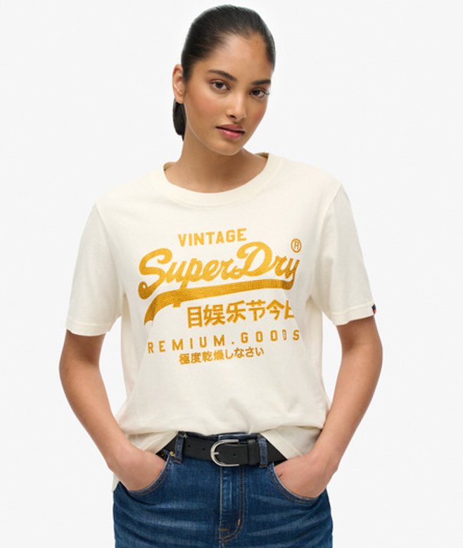 Vintage T-shirt met Versierd Logo en Relaxte Pasvorm