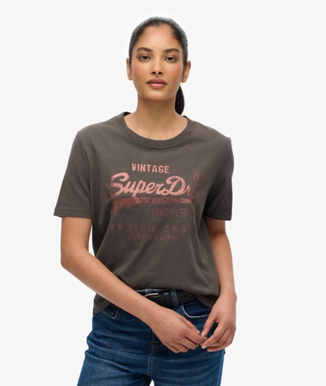 Vintage T-shirt met Versierd Logo en Relaxte Pasvorm