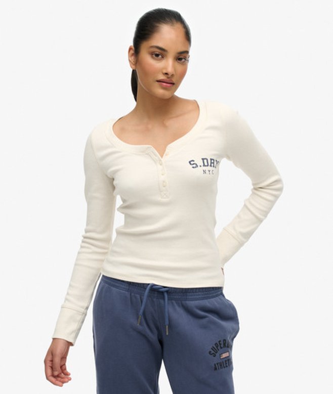 Athletic Button Down Longsleeve Top White Grootte: 38-40 afbeelding