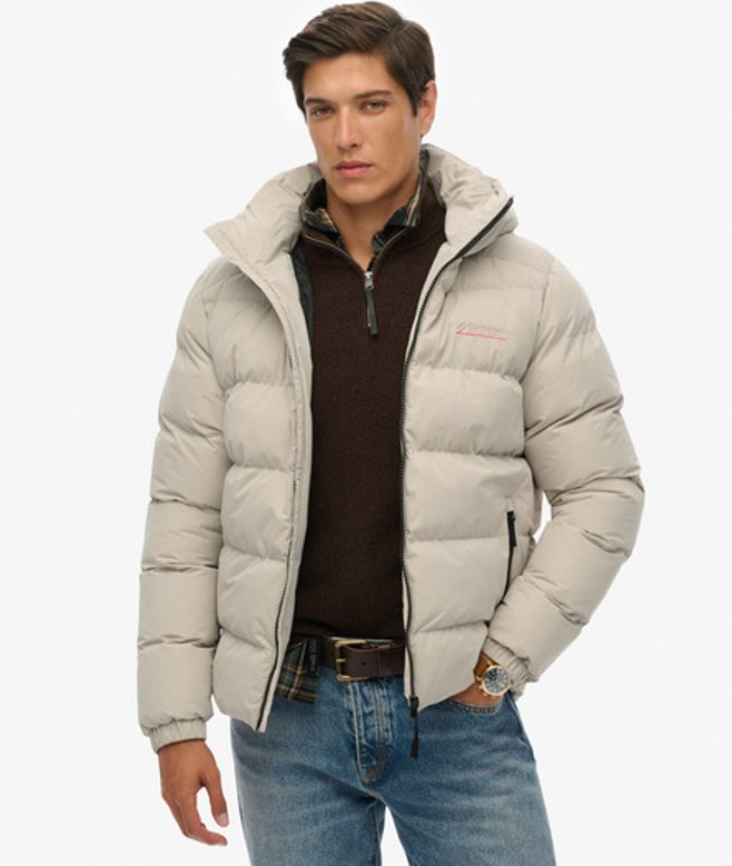 Microvezel Sport Puffer Jas Met Capuchon Crème Grootte: XL afbeelding