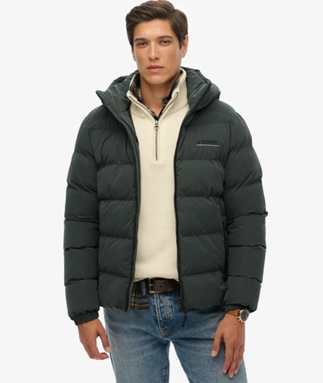 Microvezel Sport Puffer Jas Met Capuchon Green Grootte: L afbeelding