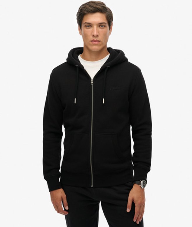 Superdry Vintage Logo Geborduurde Zip Hoodie Black