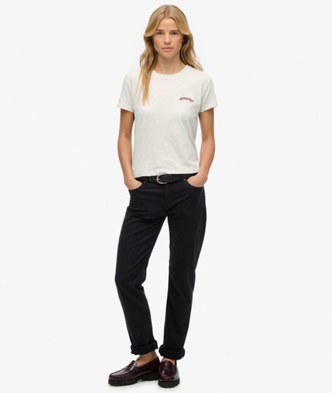 Superdry Women's Mid Rise Slim Sateen Pants Black